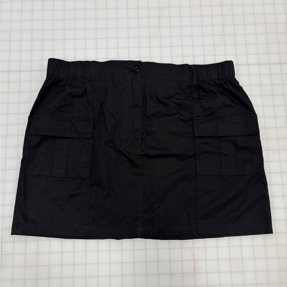 Black Cargo Mini Skirt